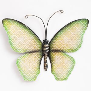 Anna's Collection Muurvlinder - groen - 30 x 21 cm - metaal - tuindecoratie   -