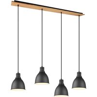LED Hanglamp - Hangverlichting - Trion Handoll - E27 Fitting - 4-lichts - Rechthoek - Mat Zwart - Aluminium - thumbnail