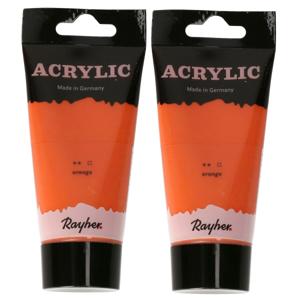 Acrylverf/hobbyverf op waterbasis - 2x - oranje - 75 ml - Schilderen/knutselen