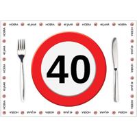 40 jaar verjaardag placemats - Papier - 10x stuks - leeftijd - stopbord thema - 42 x 30 cm