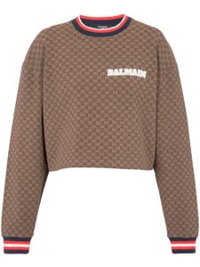 Balmain sweat en coton mélangé à logo brodé - Bleu