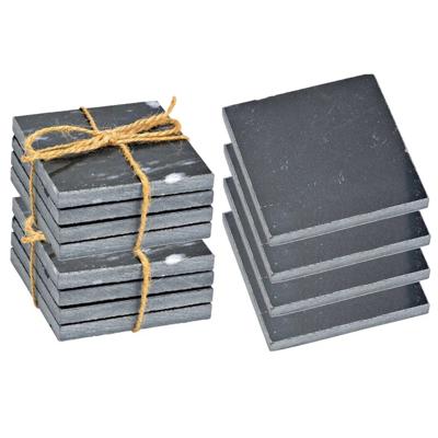 Onderzetters voor glazen - 8x stuks - vierkant - Marmer - grijs - 10 x 0.8 cm