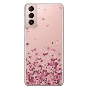 Samsung Galaxy S21 transparant hoesje - Falling hearts