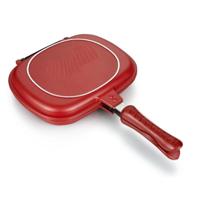 Huishoudelijke pan dubbele kant Grill Fry pan kookgerei dubbele gezicht pan (28cm)