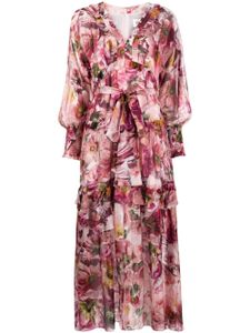 Marchesa Rosa robe Leilani mi-longue à fleurs - Rose