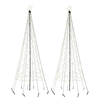Vlaggenmast kerstboom met ster - 2x - verlichting - 480 leds - D100 x H320 cm - warm wit