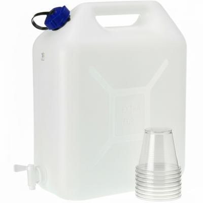 Plkasticforte grote water Jerrycan - 21 liter - Kunststof - kraantje en dop - Water reservoir Plkasticforte grote water Jerrycan - 21 liter - Kunststof - kraantje en dop - Water reservoir