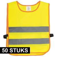 Veiligheidsvest fluorescerend geel - 50x - kinderen - Reflecterende veiligheidsvesten - one size