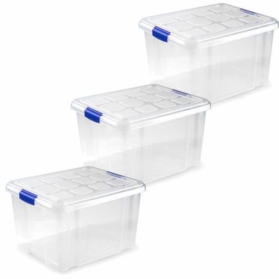 6x stuks opslagboxen/bakken/organizers met deksel 25 liter 42 x 36 x 25 cm transparant 6x stuks opslagboxen/bakken/organizers met deksel 25 liter 42 x 36 x 25 cm transparant