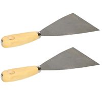 Plamuurmes - 2x - werkbreedte 100 mm - conisch geslepen staal - houten greep