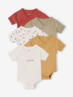 Set van 5 body's geboorte tractor biologisch katoen terracottategel