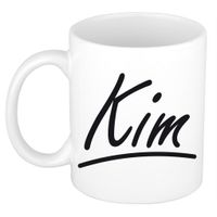 Kim voornaam kado beker / mok sierlijke letters - gepersonaliseerde mok met naam   -
