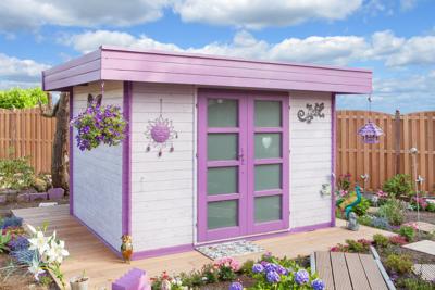 Blokhut - Tuinhuis Hypermodern | 28 mm | vuren grijs geïmpregneerd