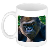 Dieren foto mok stoere gorilla - gorilla apen beker wit 300 ml