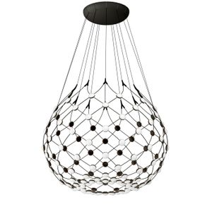Luceplan - Mesh D86 Ø80cm LED met 5 snoer hanglamp zwart