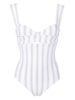 Amir Slama maillot de bain rayé à détail torsadé - Blanc