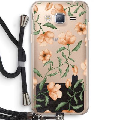 Peachy flowers: Samsung Galaxy J3 (2016) Transparant Hoesje met koord