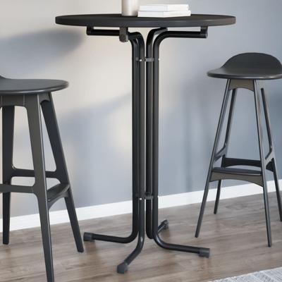 Eettafel Ø 80x110 cm bewerkt hout en staal zwart