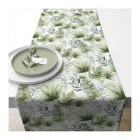 Ambiente tafelloper jungle leaves white