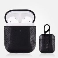 AirPods 1/2 hoesje PU Leer Flip-over - Grijs/zwart