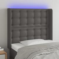 Hoofdbord LED 93x16x118/128 cm kunstleer grijs