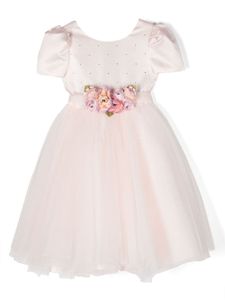 Monnalisa robe en tulle à appliqués fleur - Rose