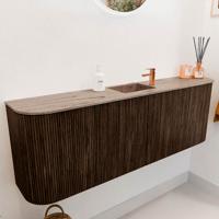 Toiletmeubel Mondiaz Joya Dlux | 123.2 cm | Meubelkleur Walnut | Faye wastafel Arena Wasbak Midden | 1 kraangat
