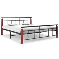 Bedframe metaal en massief eikenhout 180x200 cm