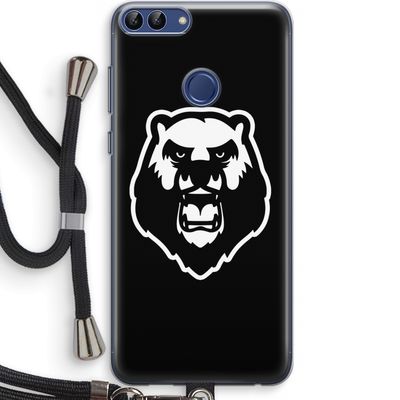 Angry Bear (black): Huawei P Smart (2018) Transparant Hoesje met koord