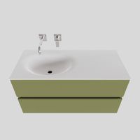 Badkamermeubel Solid Surface BWS Stockholm 100x46 cm Links Mat Groen (zonder kraangat) - thumbnail