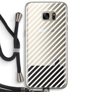 Strepen zwart-wit: Samsung Galaxy S7 Edge Transparant Hoesje met koord