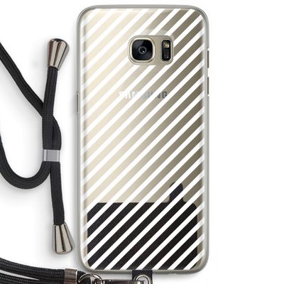 Strepen zwart-wit: Samsung Galaxy S7 Edge Transparant Hoesje met koord