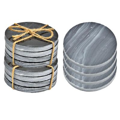 Onderzetters voor glazen - 8x stuks - rond - Marmer - grijs - 10 x 0.8 cm