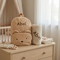 Rugtas Babycadeauset Kidzroom Rugzak Pisa Comfort Friends Brown met naam