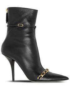 Burberry bottines en cuir à détail de chaîne - Noir