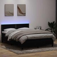 Boxspring met matras en LED fluweel zwart 160x220 cm
