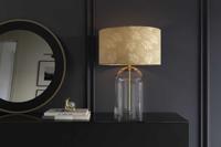 Moderne tafellamp CLASSICO 60cm transparant glas witgoud linnen kap - 46013