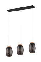 Trio Zwart goude hanglamp Bidar 3-lichts R31573080