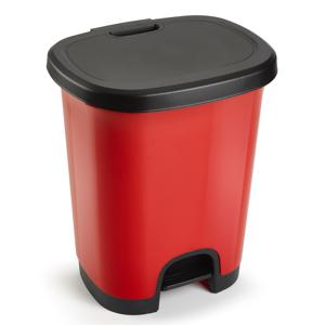 PlasticForte Pedaalemmer - kunststof - zwart-rood - 18 liter   -
