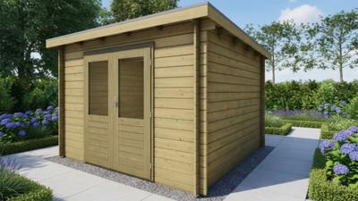 Classicline Blokhut Overijssel vuren groen geïmpregneerd 300x300 cm- Lessenaarsdak- - Van Kooten Classicline Blokhut Overijssel vuren groen geïmpregneerd 300x300 cm- Lessenaarsdak- - Van Kooten