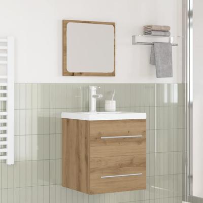 Badkamermeubelset met lade 2 pcs Zwart eiken 41 x 38.5 x 48 cm