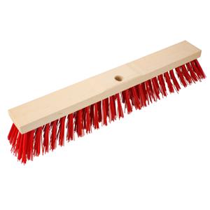 Bezemkop - Elaston - rood - hout - hard/extra stevig - 60 cm - 24mm - straatbezem/buitenbezem