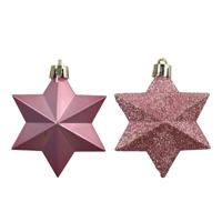 Ster kunststof L9b9h12,3 cm pink 12 st Shatterproof Decoris - Decoris