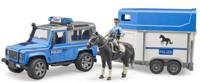bruder Land Rover Defender politievoertuig met politie te paard modelvoertuig 02588 - thumbnail