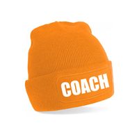 Coach muts voor volwassenen - oranje - trainer/coach - wintermuts - beanie - one size - unisex