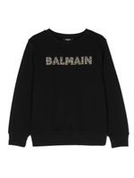 Balmain Kids sweat à logo orné de cristaux - Noir