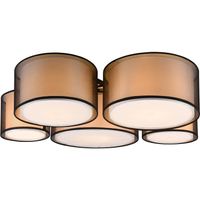LED Plafondlamp - Plafondverlichting - Trion Bidon - E27 Fitting - 5-lichts - Rond - Mat Zwart - Aluminium - thumbnail