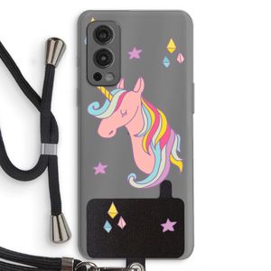 Roze eenhoorn: OnePlus Nord 2 5G Transparant Hoesje met koord