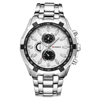 CURRIEs 8023 mannen roestvrijstaal analoge sport quartz horloge (wit geval wit gezicht)