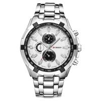 CURRIEs 8023 mannen roestvrijstaal analoge sport quartz horloge (wit geval wit gezicht)